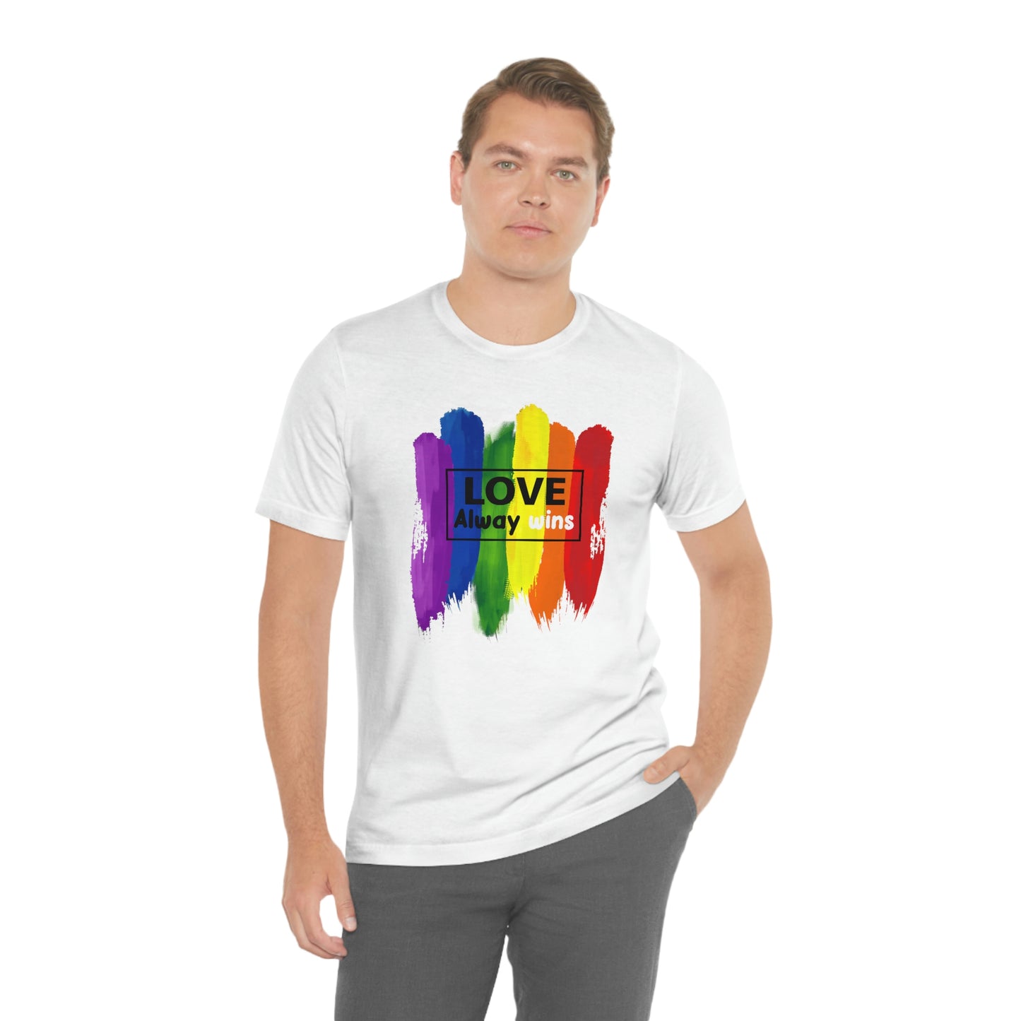 Love Always Wins LGBTQIA Print Unisex Jersey Short Sleeve Tee