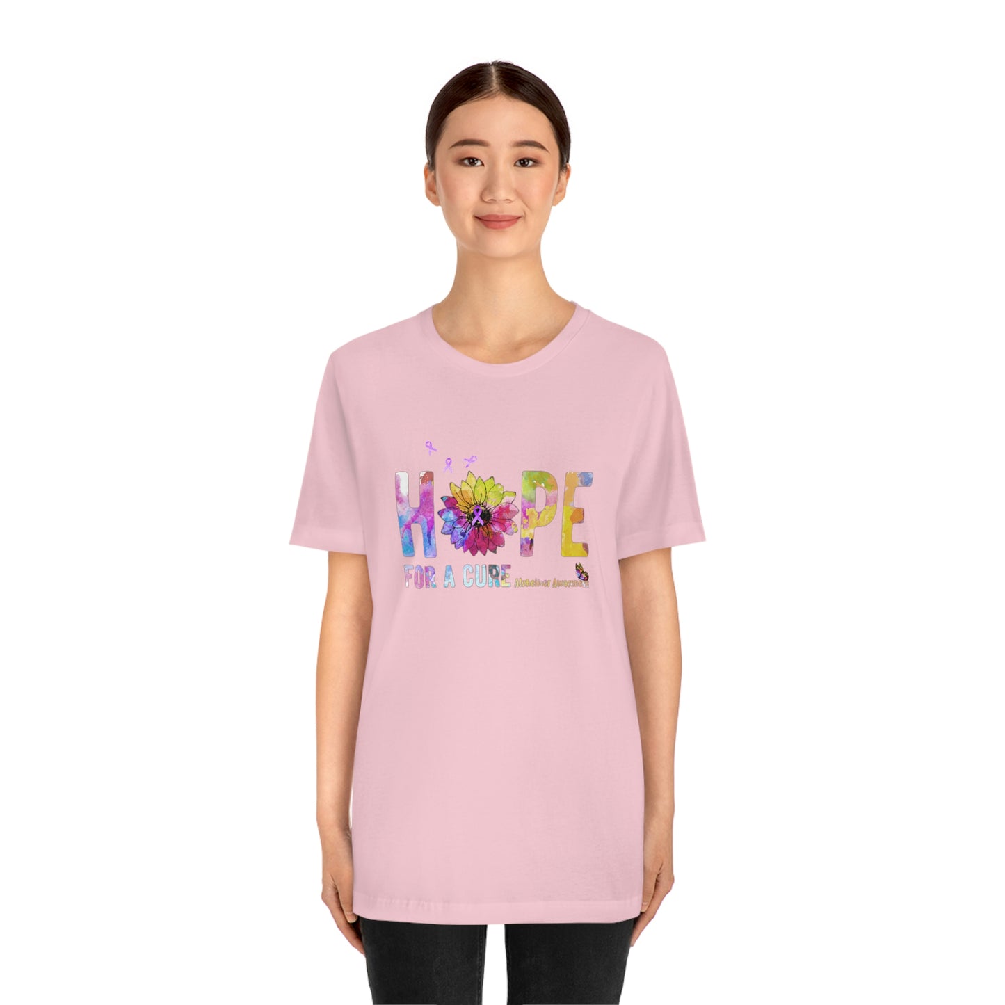 Hope For a Cure Alzheimer's Print Unisex Jersey Short Sleeve Tee