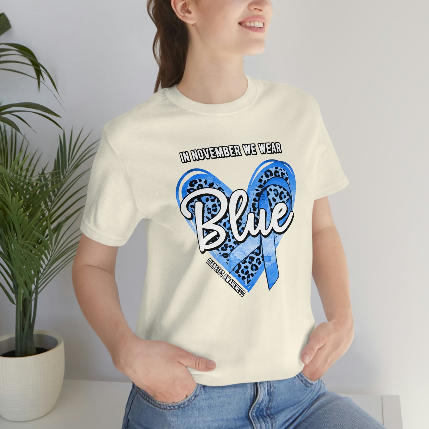 In November We Wear Blue Diabetes Awareness Print Unisex Jersey Short Sleeve Tee