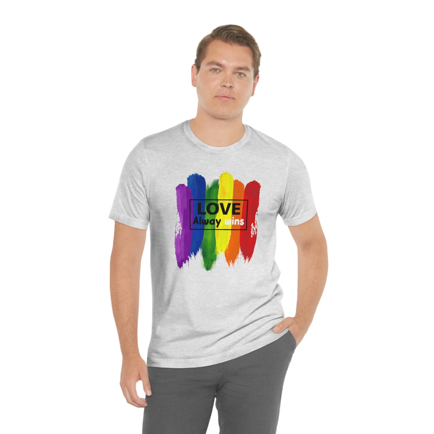 Love Always Wins LGBTQIA Print Unisex Jersey Short Sleeve Tee