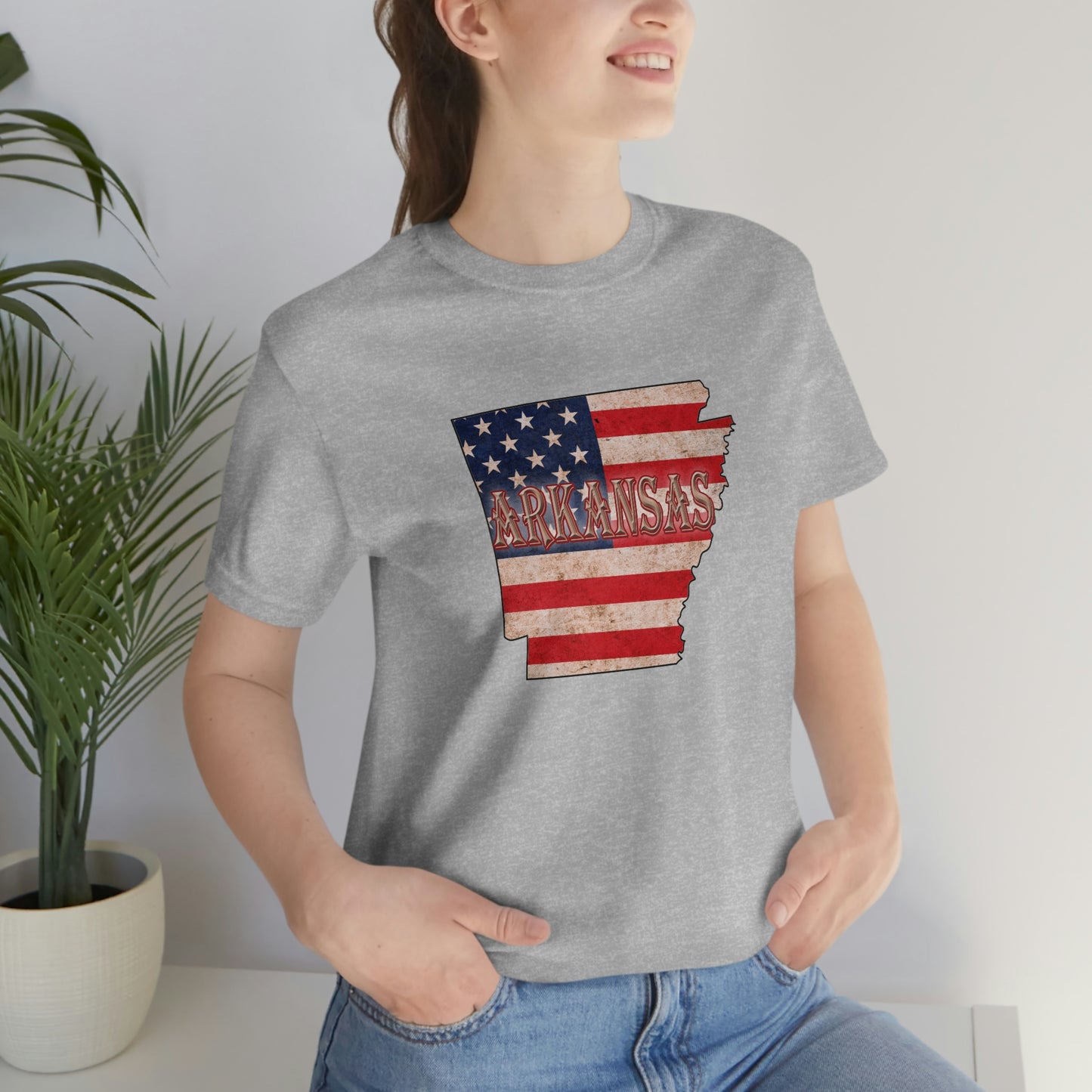Arkansas AR US Flag Unisex Jersey Short Sleeve Tee Tshirt T-shirt