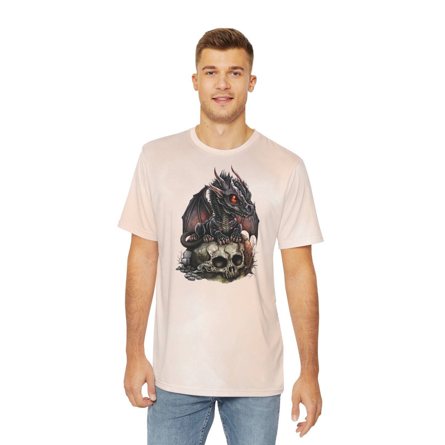 Dragon & Skull on Watercolor Background T-shirt