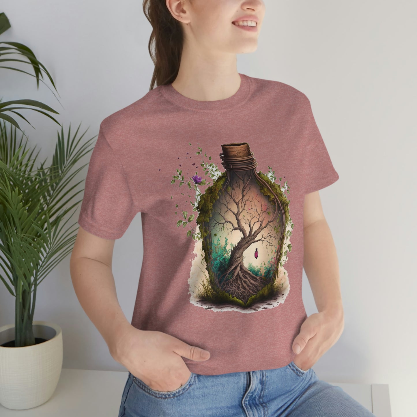 Vintage Bottle Floral Unisex Jersey Short Sleeve Tee