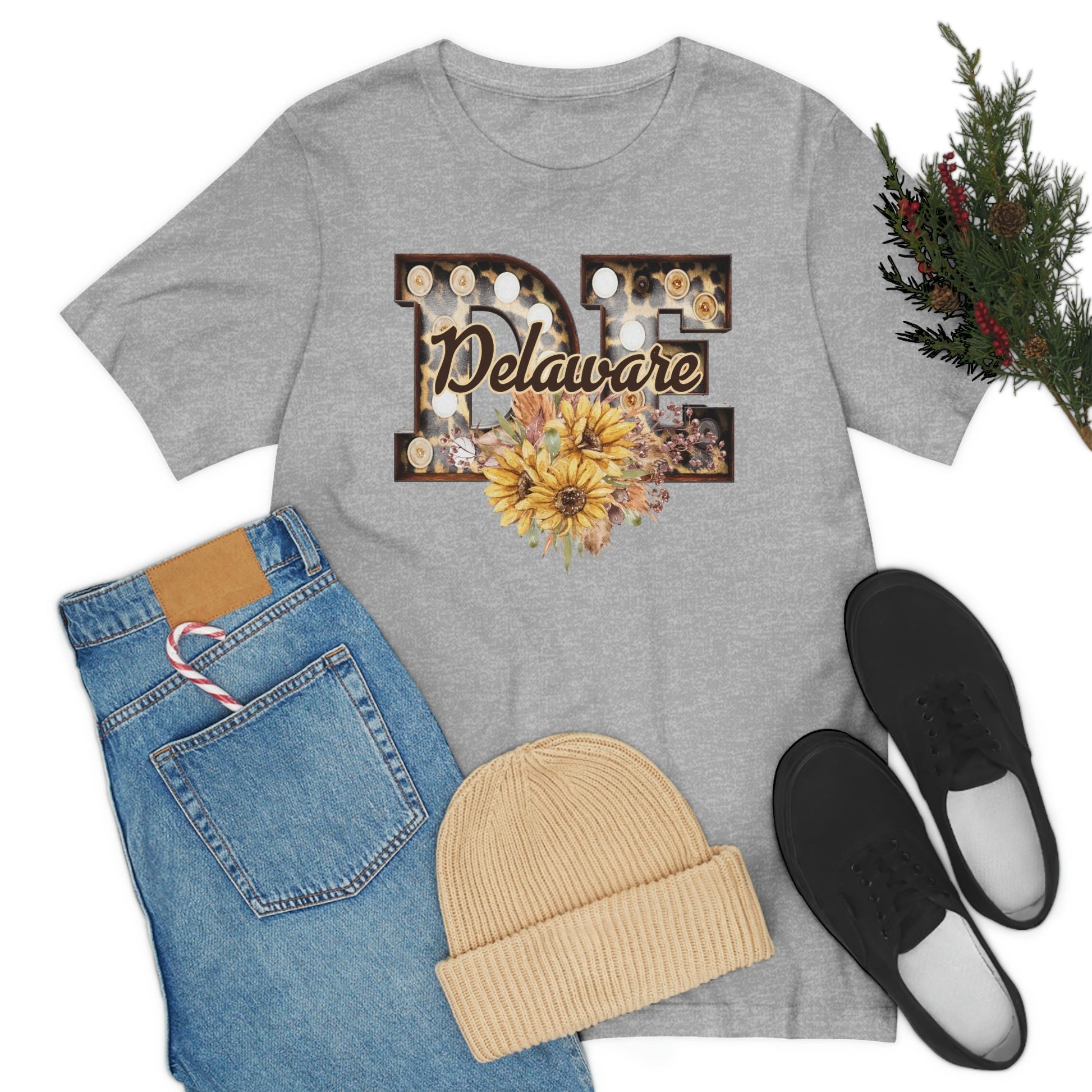 Delaware with Sunflowers Short Sleeve  T-shirt