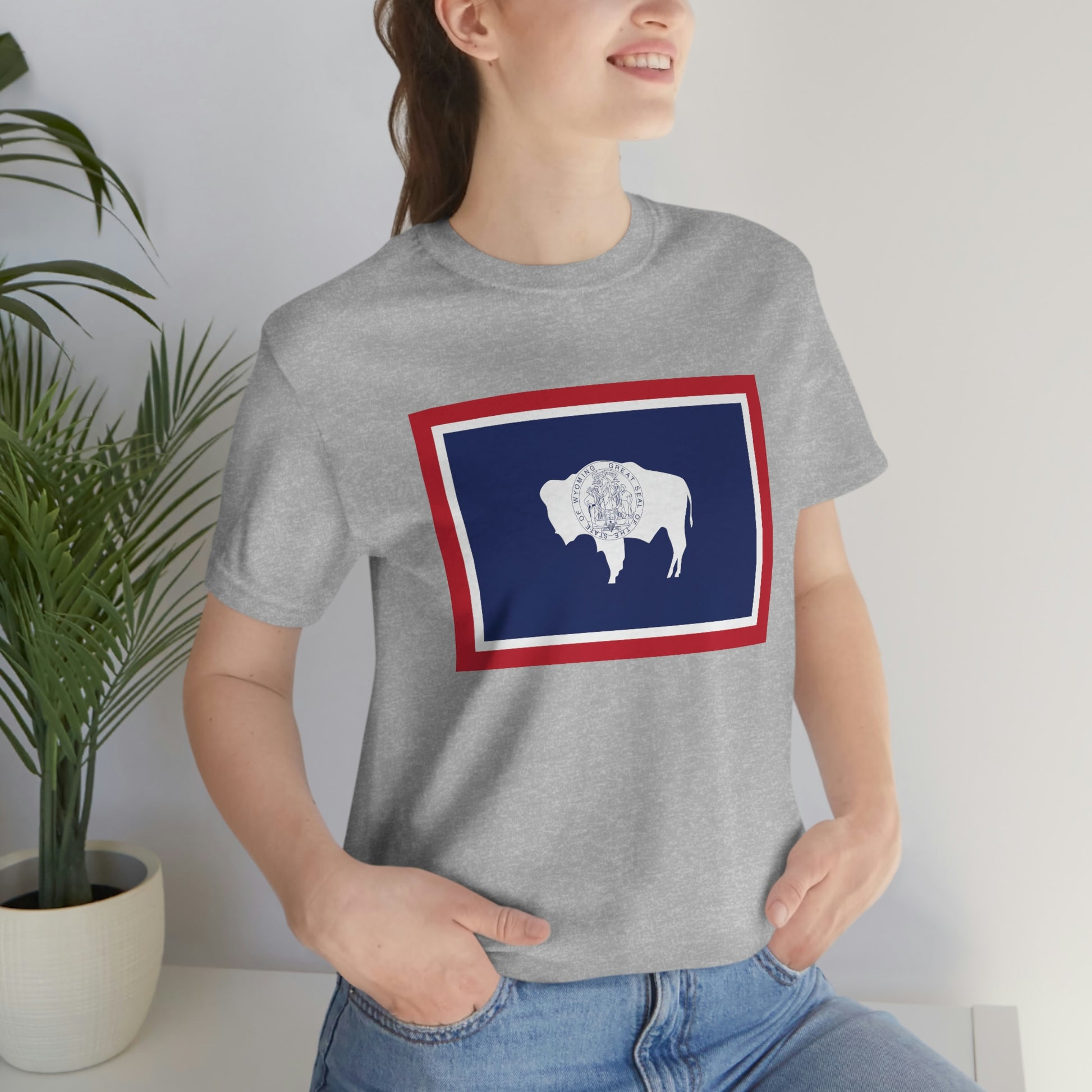 Wyoming Flag Unisex Jersey Short Sleeve Tee Tshirt T-shirt