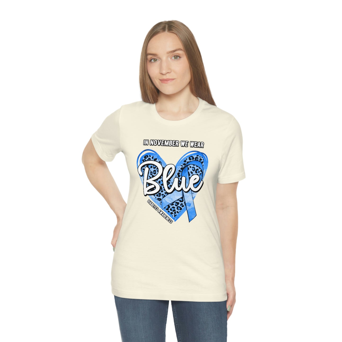In November We Wear Blue Diabetes Awareness Print Unisex Jersey Short Sleeve Tee