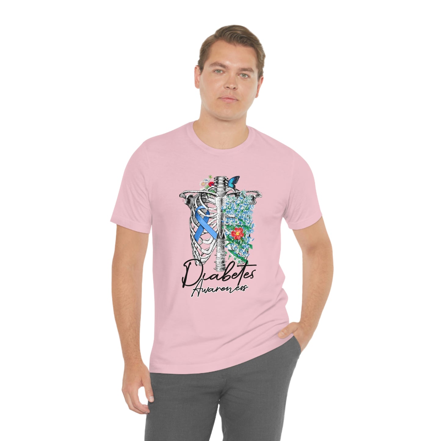 Skeleton Diabetes Awareness Print Unisex Jersey Short Sleeve Tee