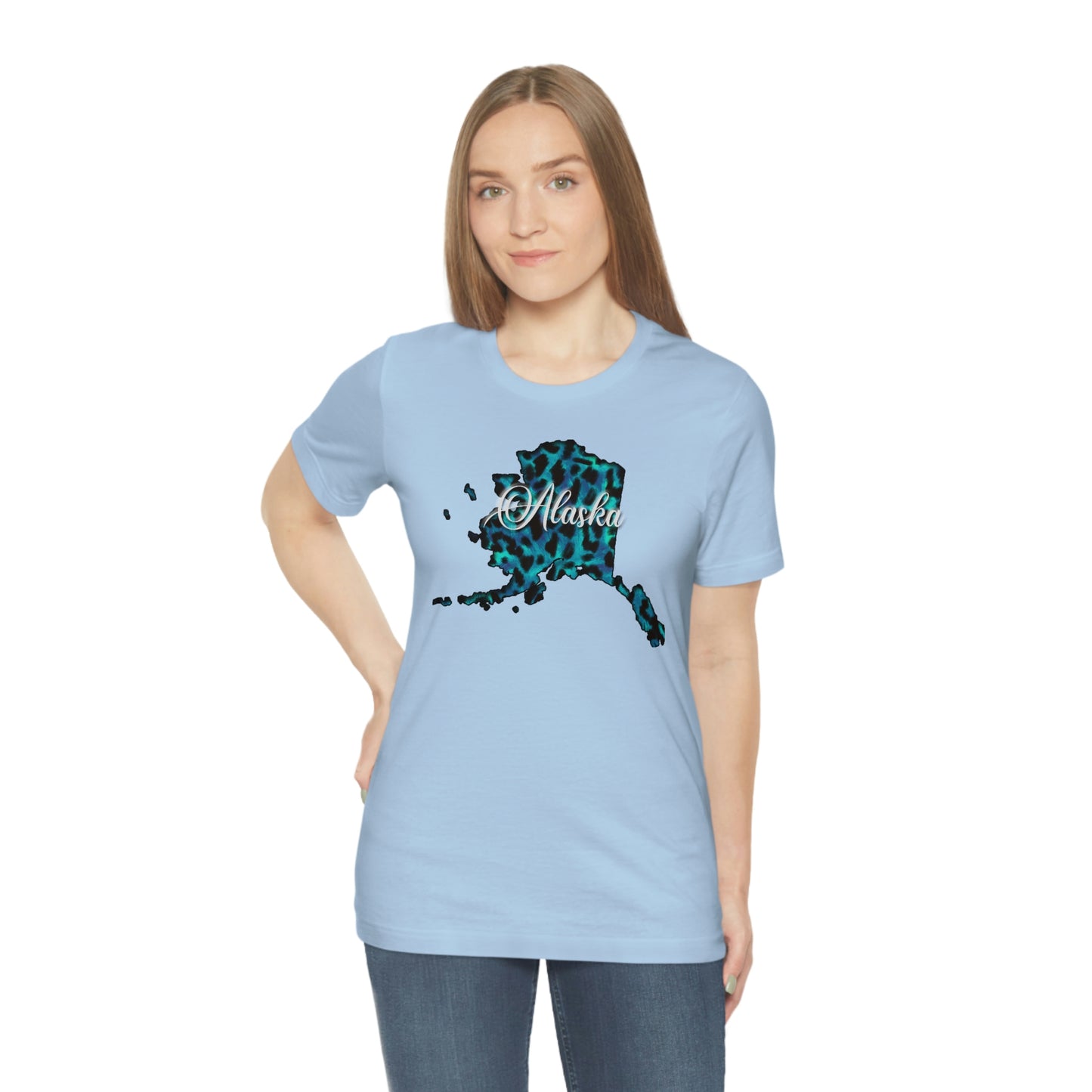 Alaska Blue Leopard Unisex Jersey Short Sleeve T-shirt