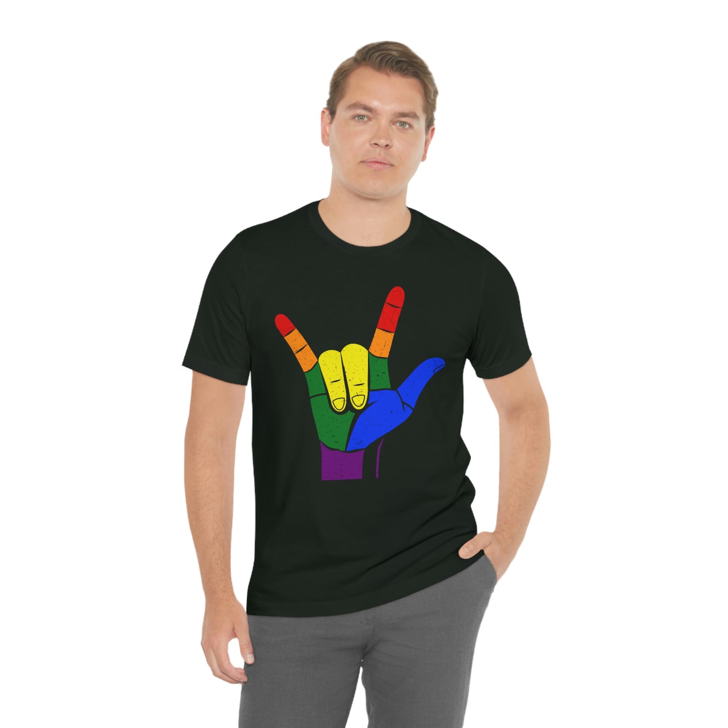Hand Rainbow LGBTQIA Unisex Jersey Short Sleeve Tee