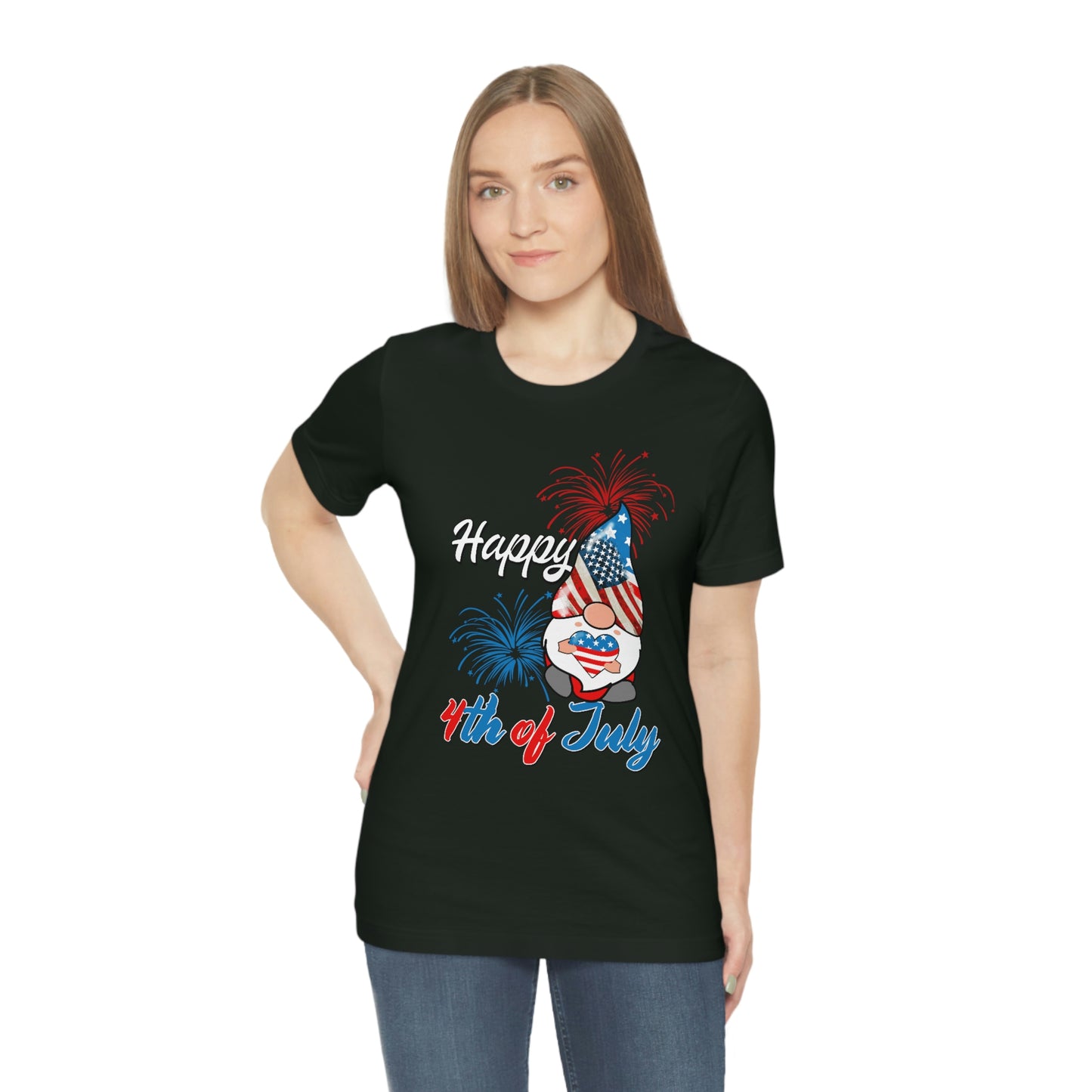 Gnome Happy 4th of July Independence Day Unisex Jersey Short Sleeve Tee