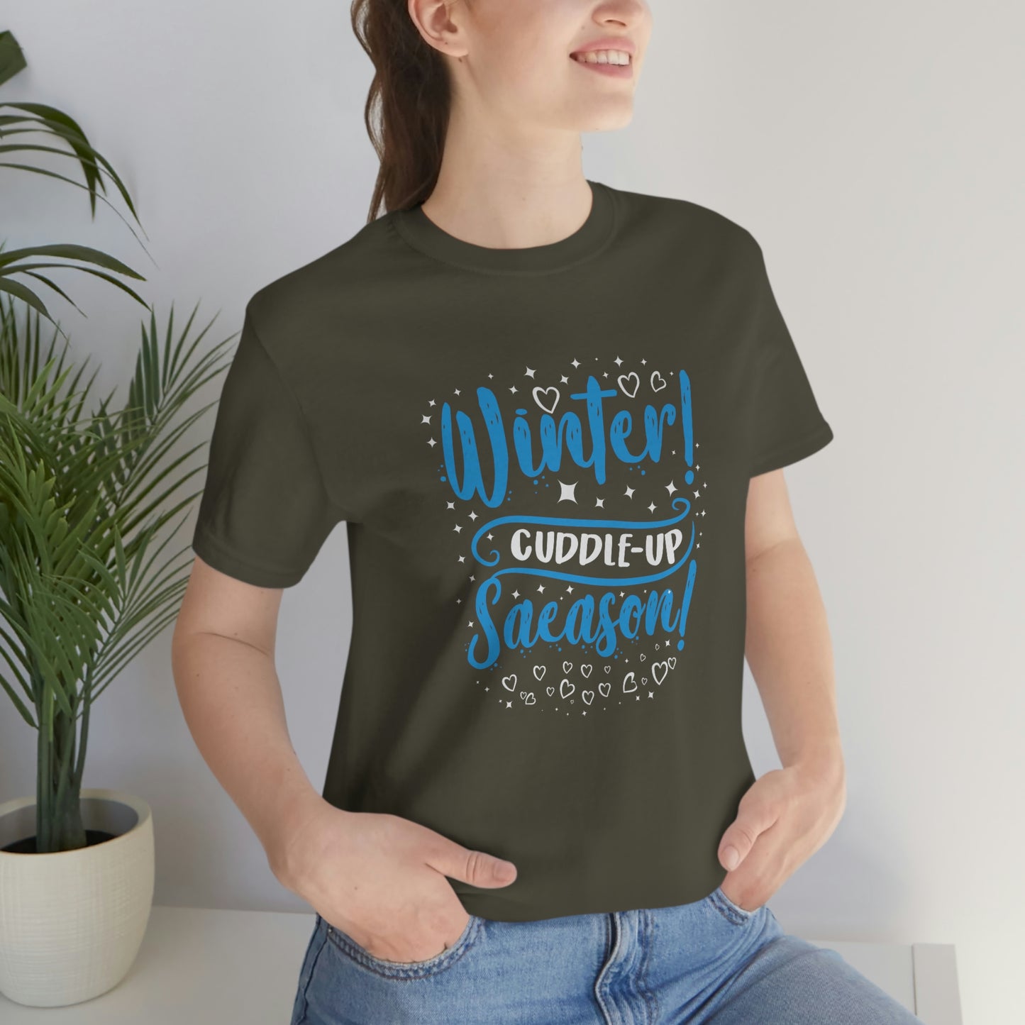 Winter Cuddle Up Season Print Unisex Jersey Short Sleeve Tee