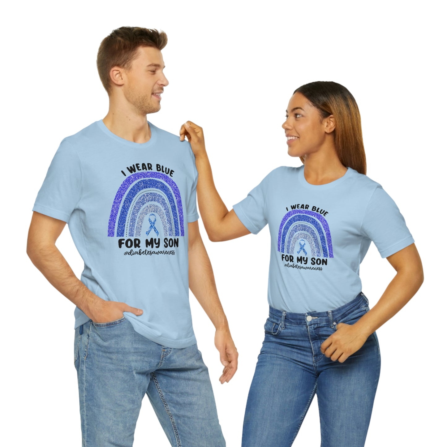 I Wear Blue For My Son Diabetes Awareness Print Unisex Jersey Short Sleeve Tee