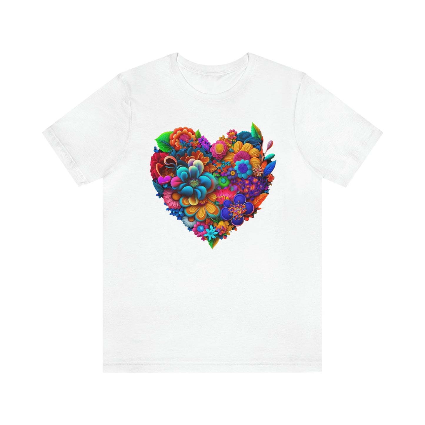 Bright Floral Heart Unisex Jersey Short Sleeve Tee