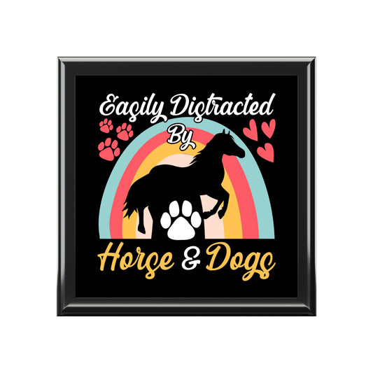 Easily Distracted by Horse & Dogs Jewelry Box