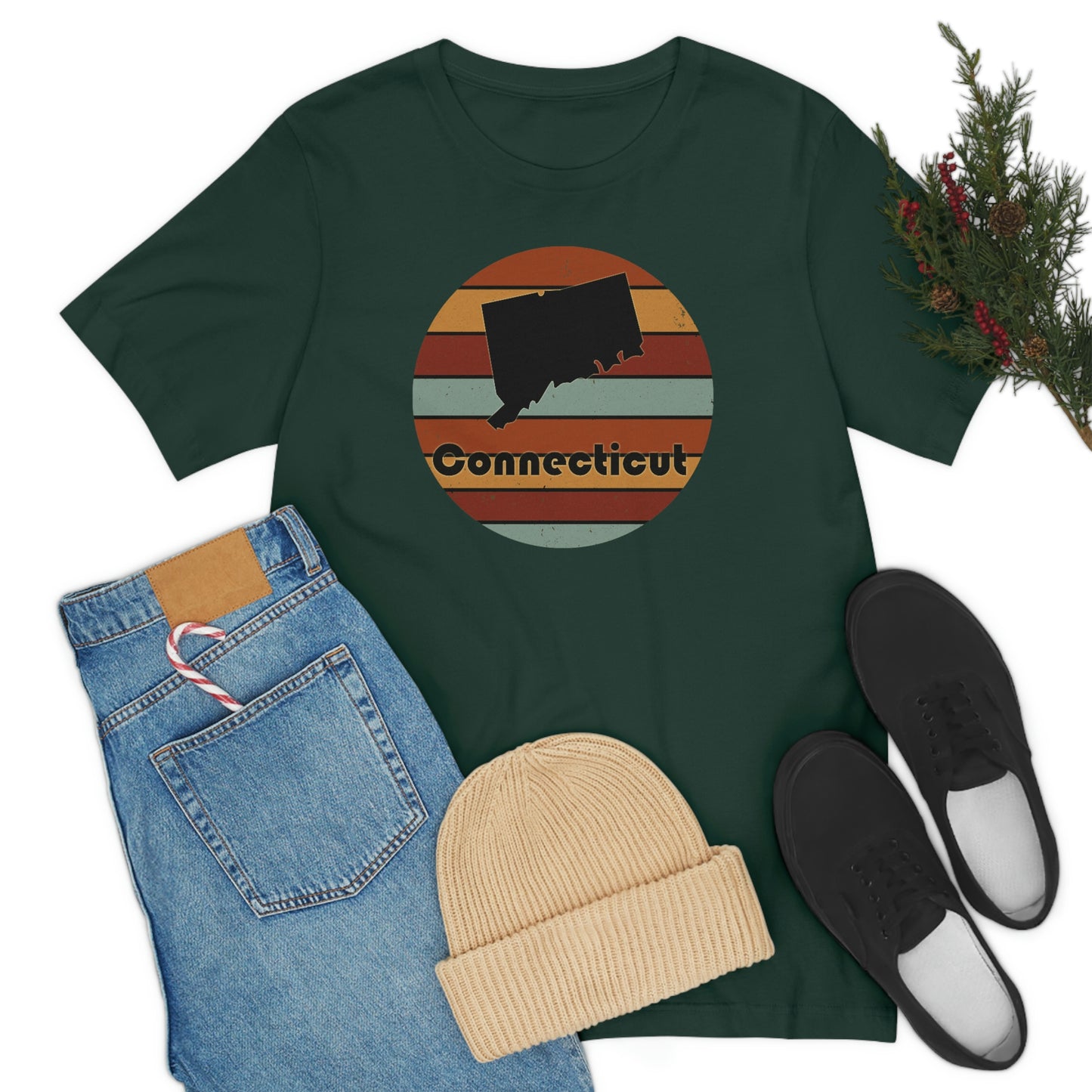 Connecticut Retro Sunset Short Sleeve T-shirt