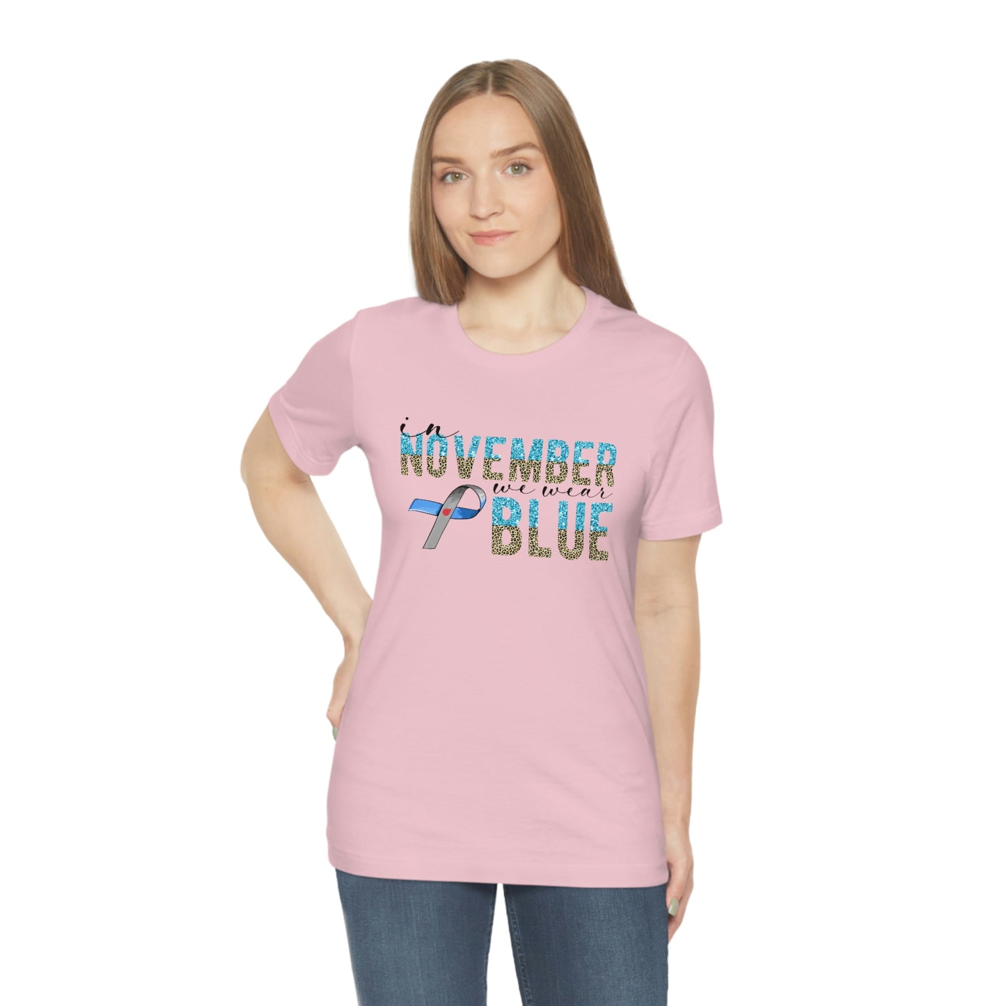 In November We Wear Blue Diabetes Awareness Print Unisex Jersey Short Sleeve Tee
