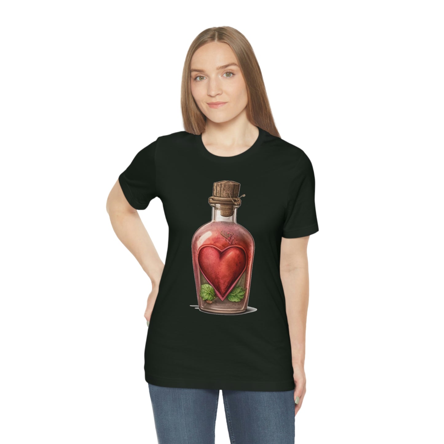 Vintage Bottle Floral Unisex Jersey Short Sleeve Tee