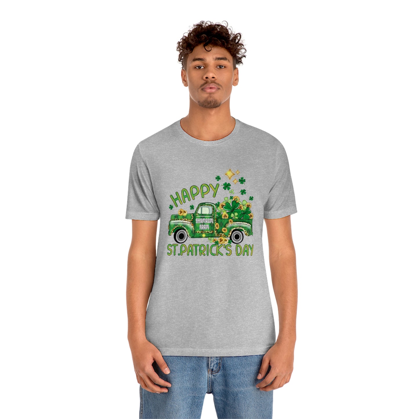 Happy St. Patrick's Day Shamrock Farms Truck Unisex Jersey Short Sleeve Tee