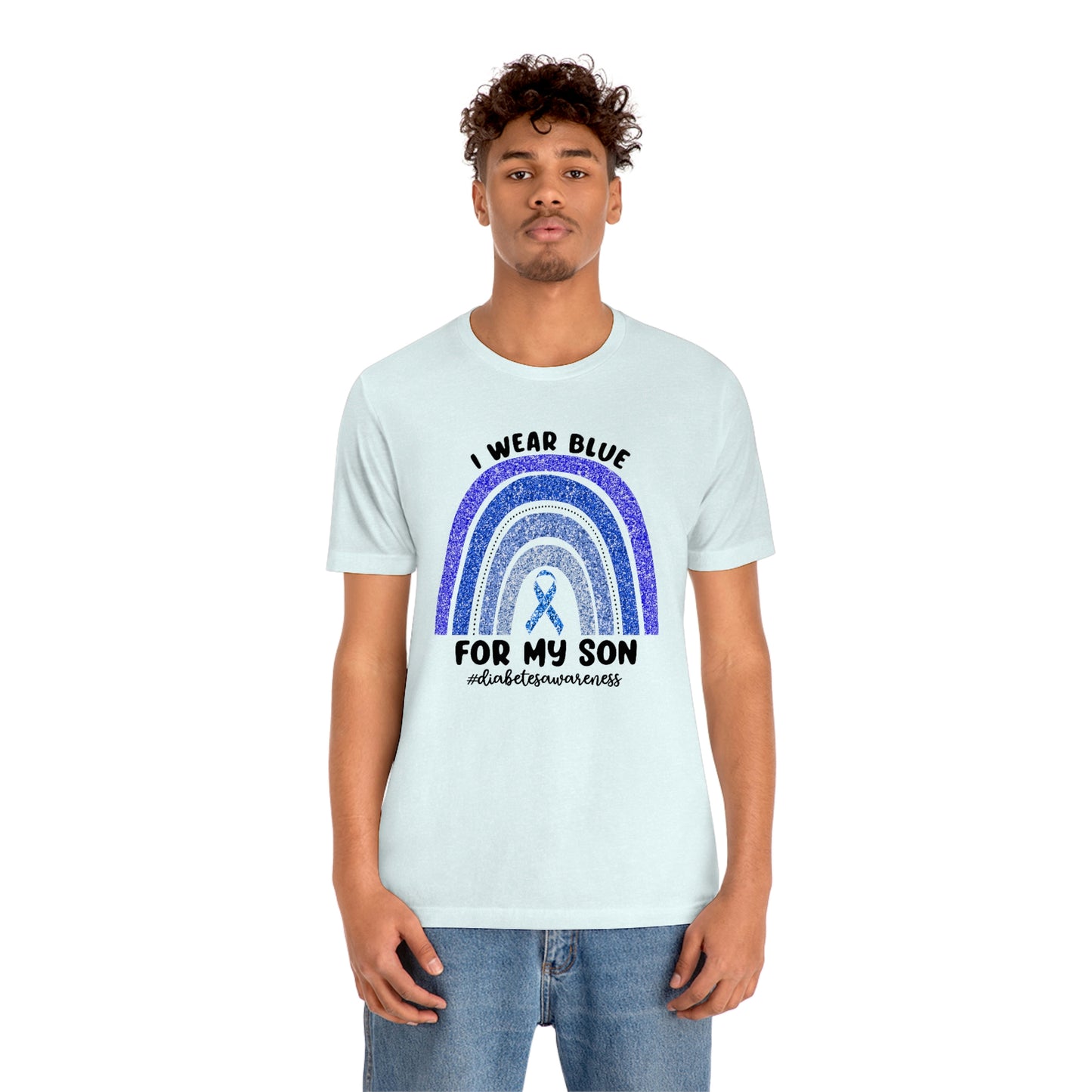 I Wear Blue For My Son Diabetes Awareness Print Unisex Jersey Short Sleeve Tee