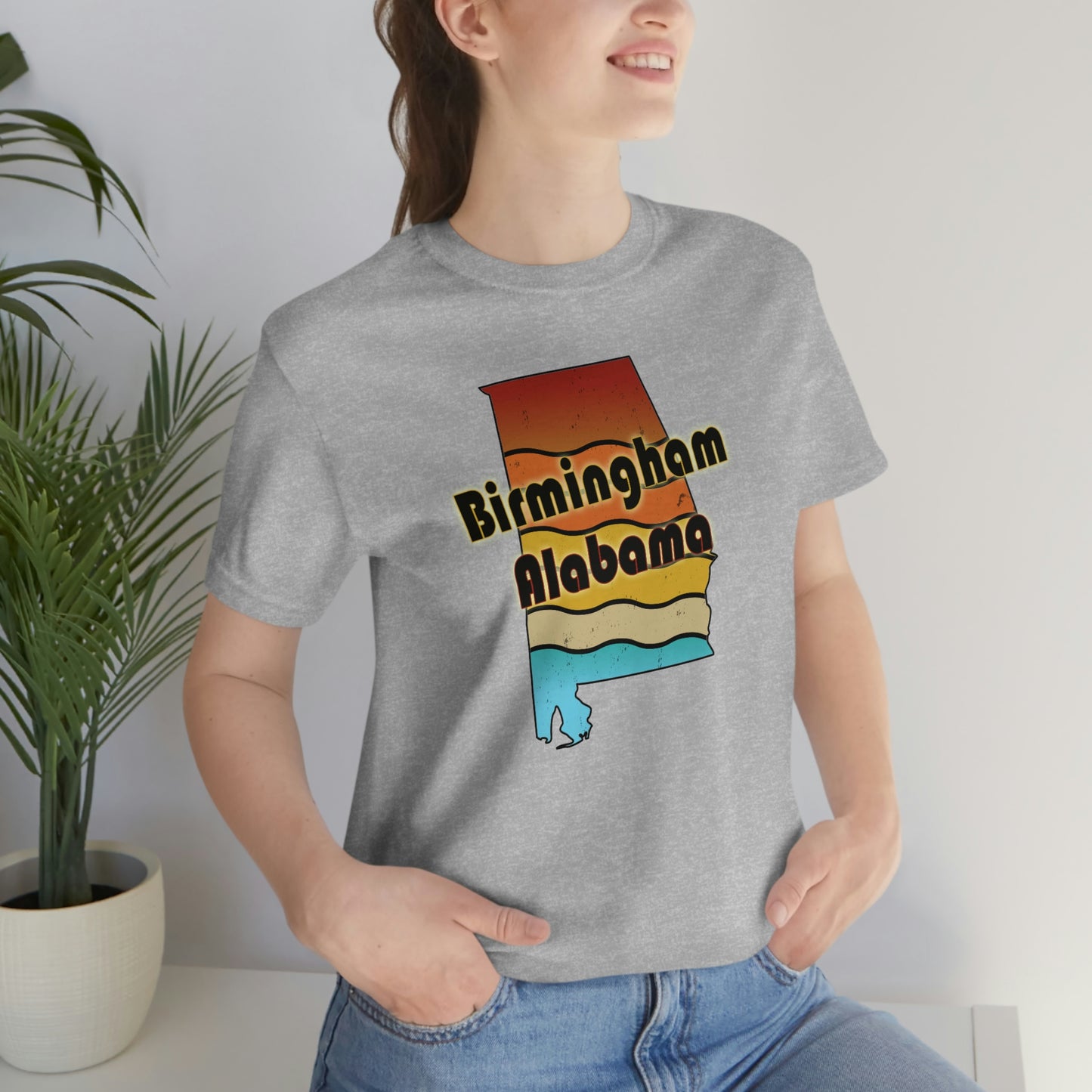 Birmingham Alabama Retro Sunset Unisex Jersey Short Sleeve T-shirt