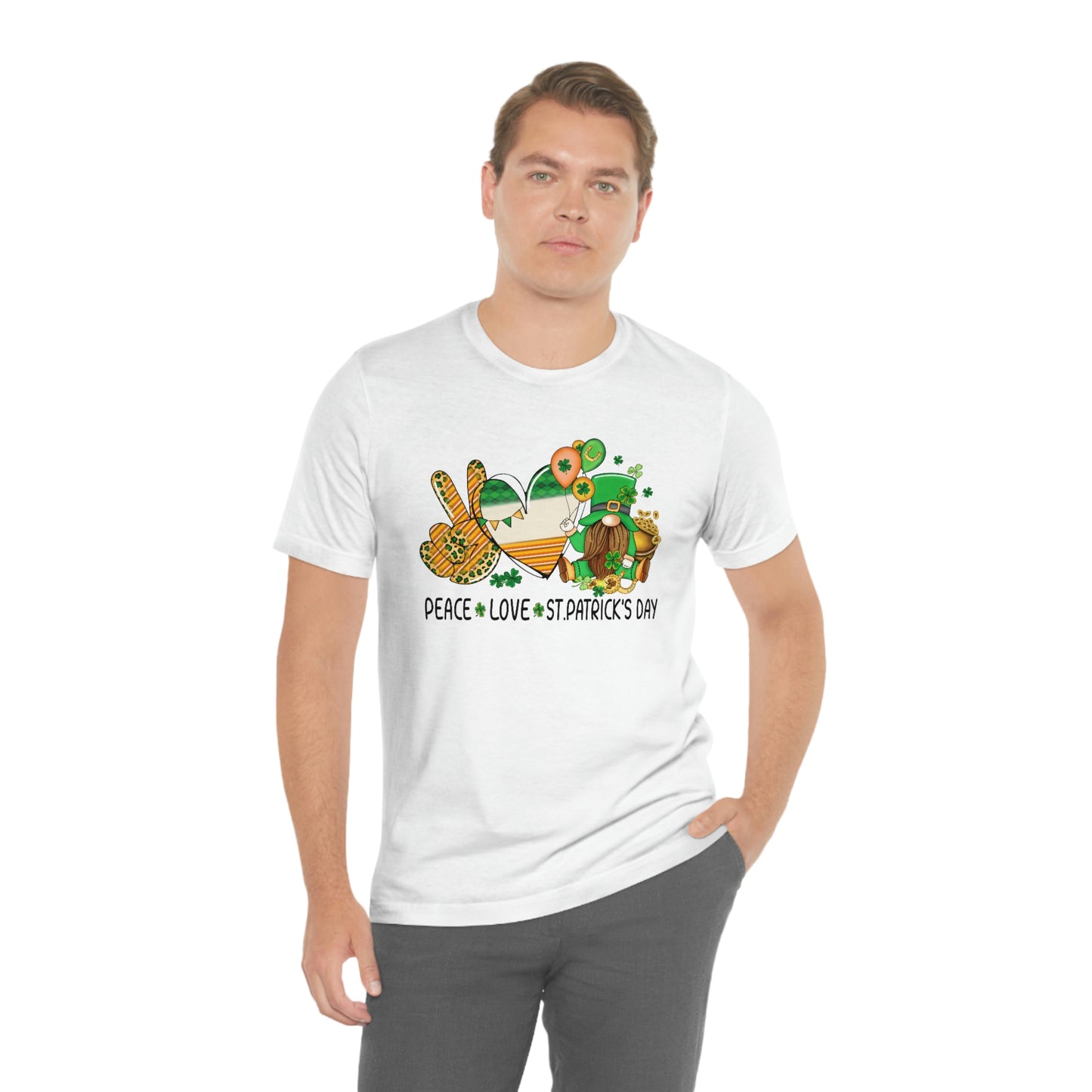 Peace Love St. Patrick's Day Unisex Jersey Short Sleeve Tee