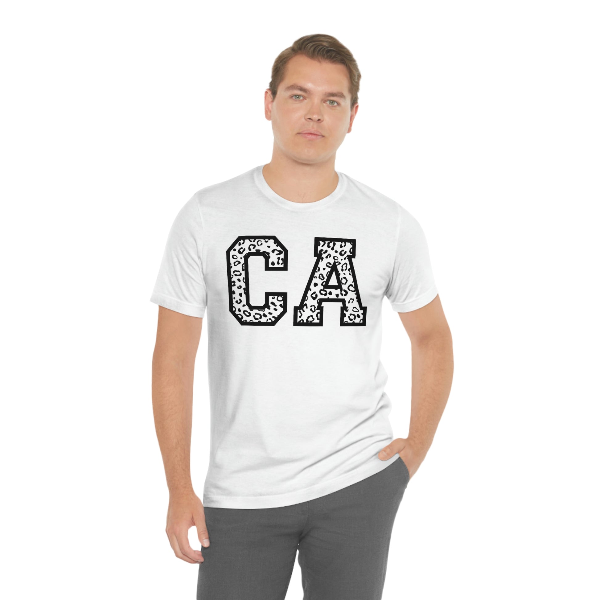 California CA Leopard Print Unisex Jersey Short Sleeve Tee Tshirt T-shirt