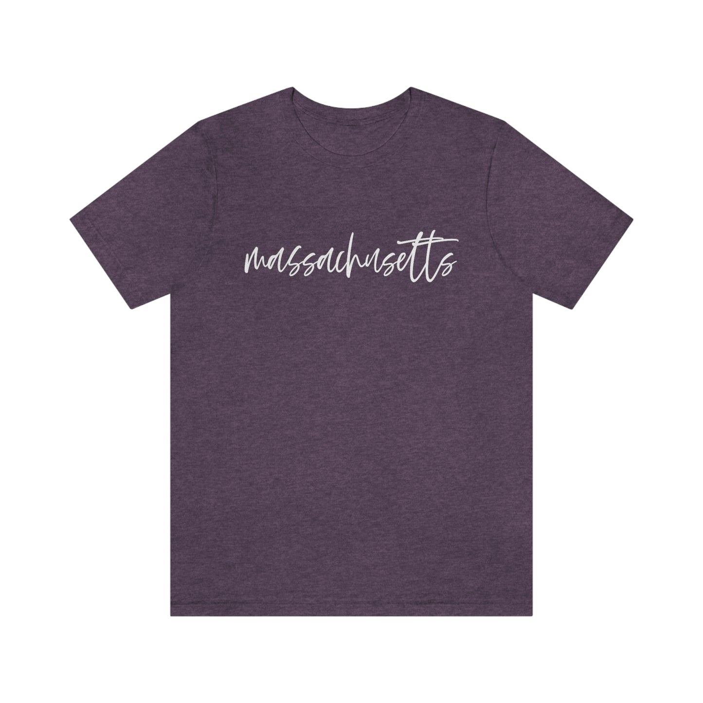 Massachusetts White Script Short Sleeve T-shirt