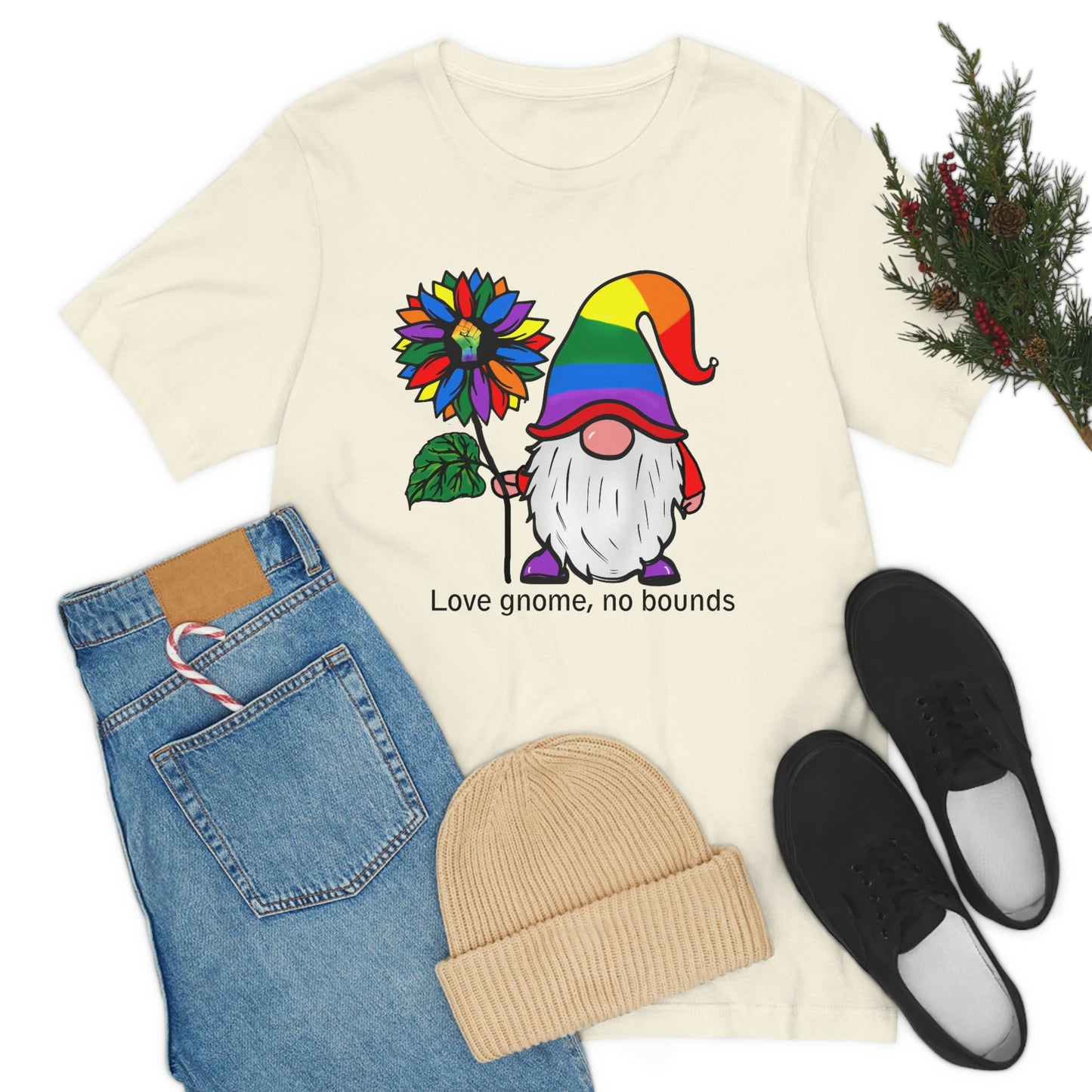 Love Gnomes No Bounds LGBTQIA Print Unisex Jersey Short Sleeve Tee