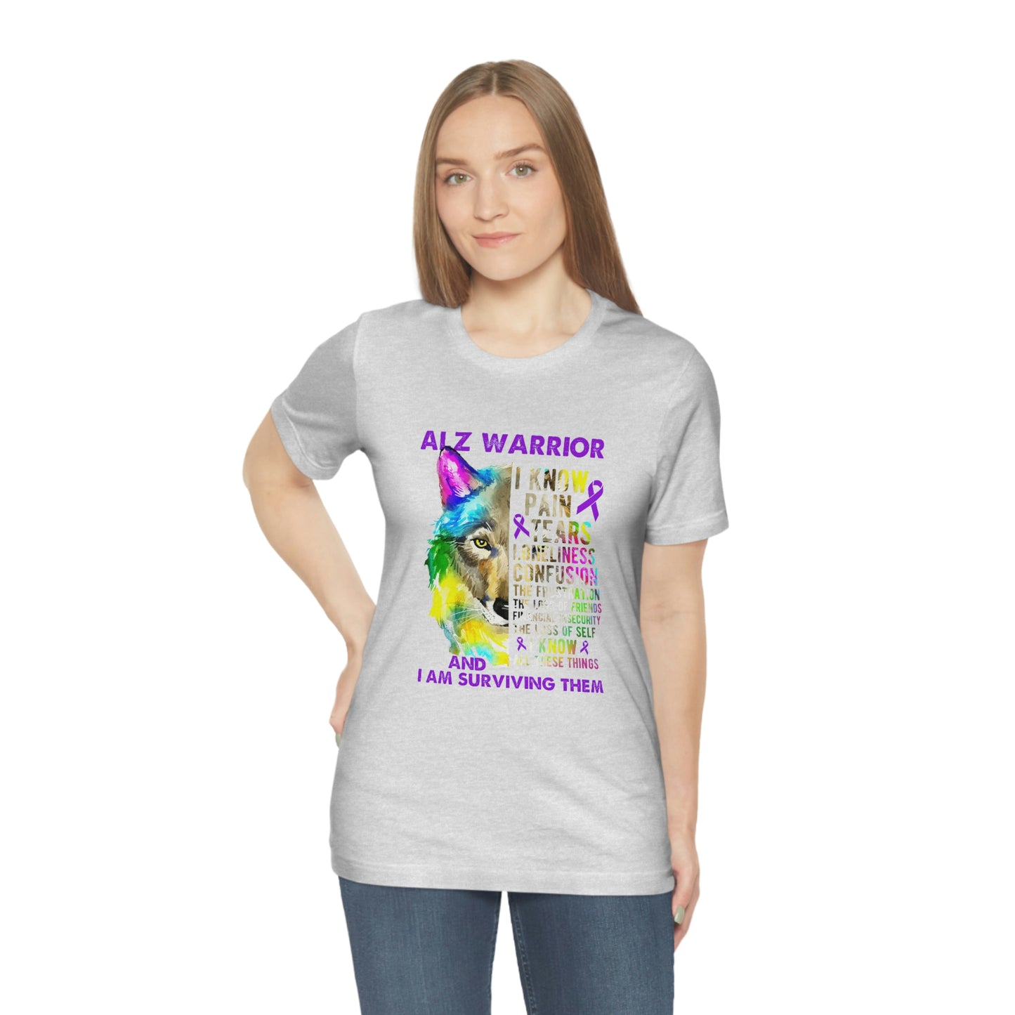 ALZ Warrior I Know Pain & Tears Alzheimer's Print Unisex Jersey Short Sleeve Tee