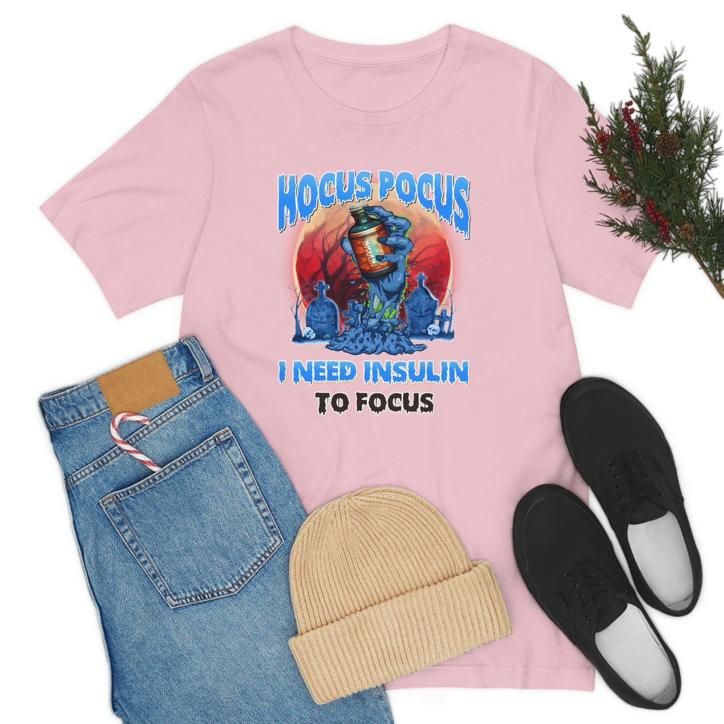 Hocus Pocus I Need Insulin to Focus Diabetes Awareness Print Unisex Jersey Short Sleeve Tee