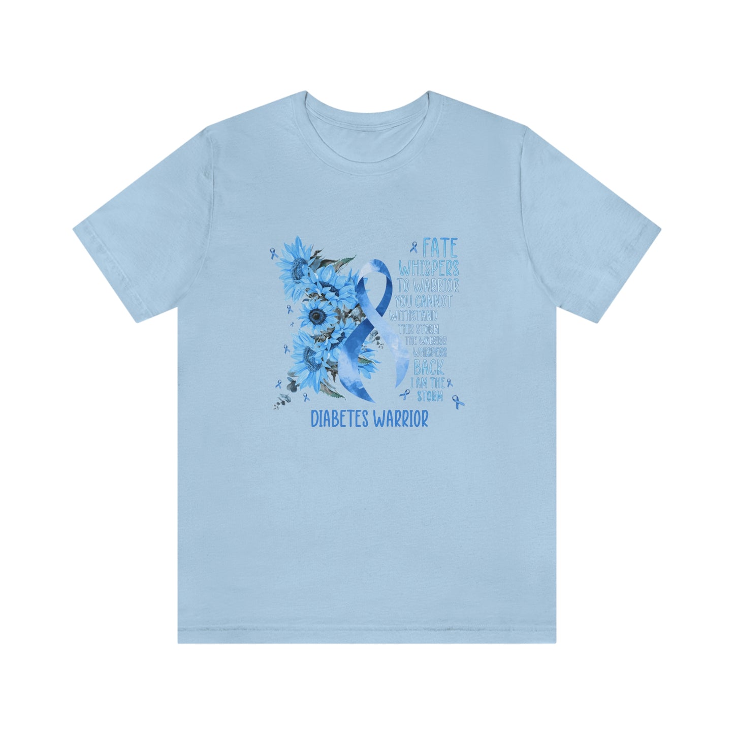 Fate Whispers to the Warrior Diabetes Awareness Print Unisex Jersey Short Sleeve Tee