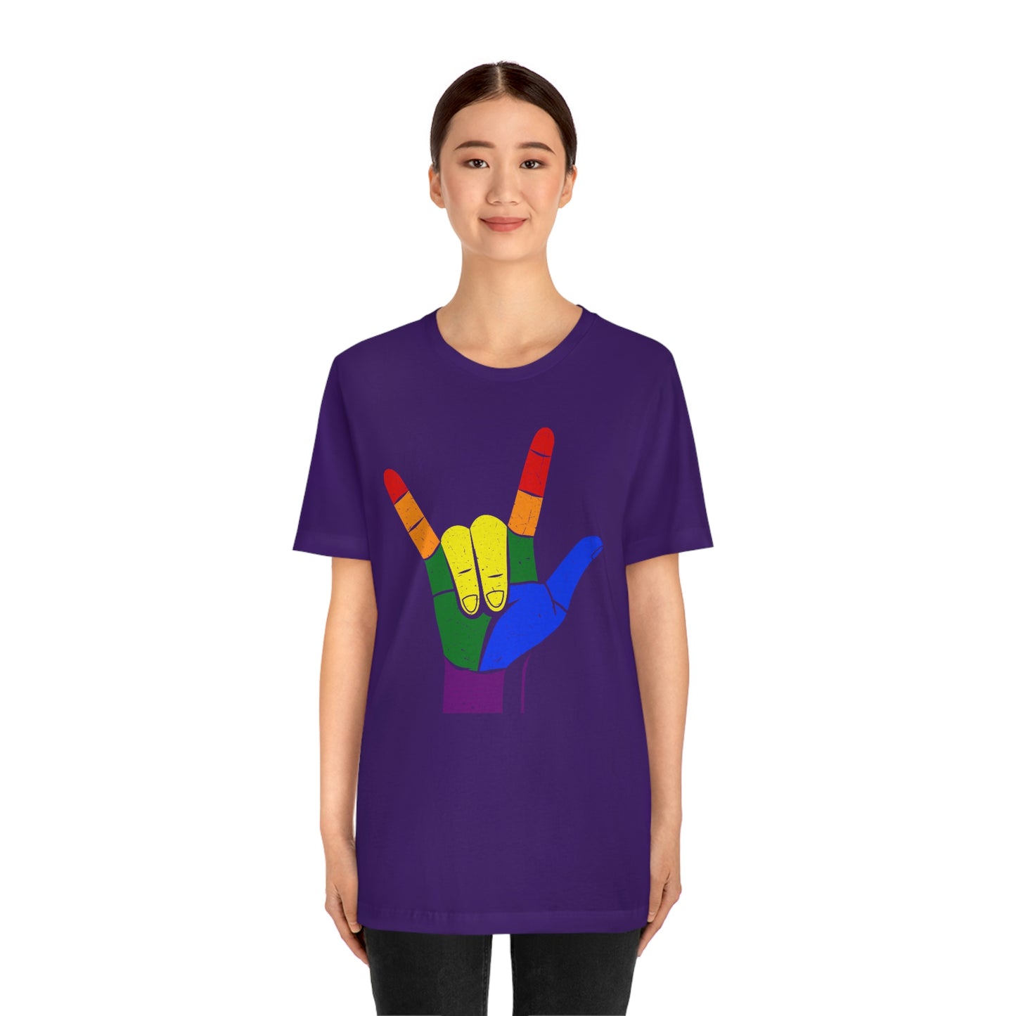 Hand Rainbow LGBTQIA Unisex Jersey Short Sleeve Tee