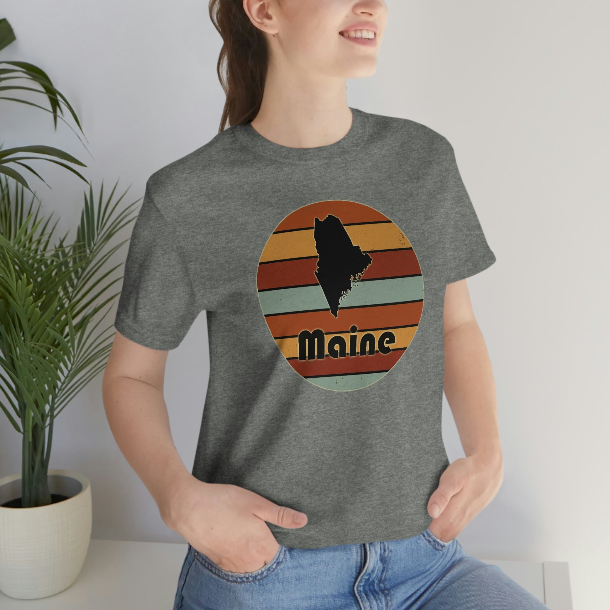 Maine Retro Sunset Short Sleeve T-shirt