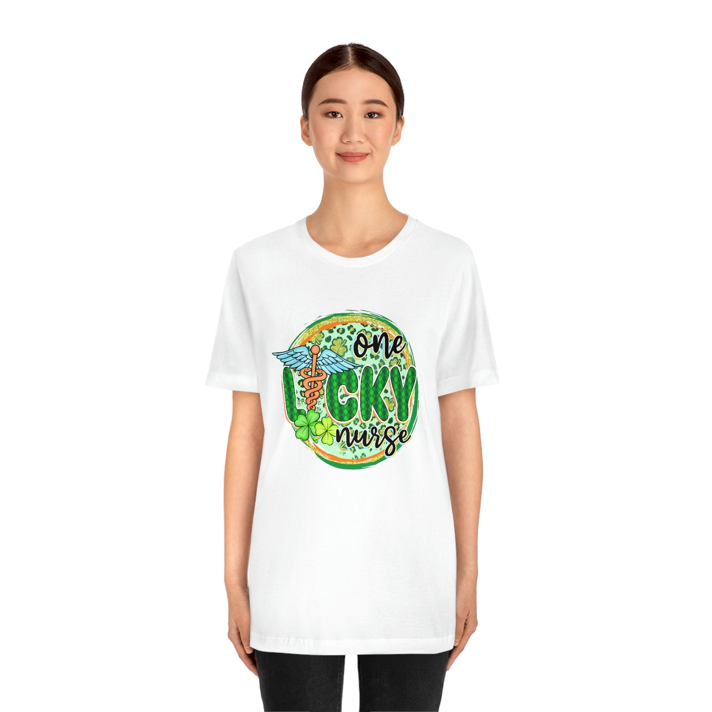 One Lucky Nurse Caduceus St. Patrick's Day Unisex Jersey Short Sleeve Tee