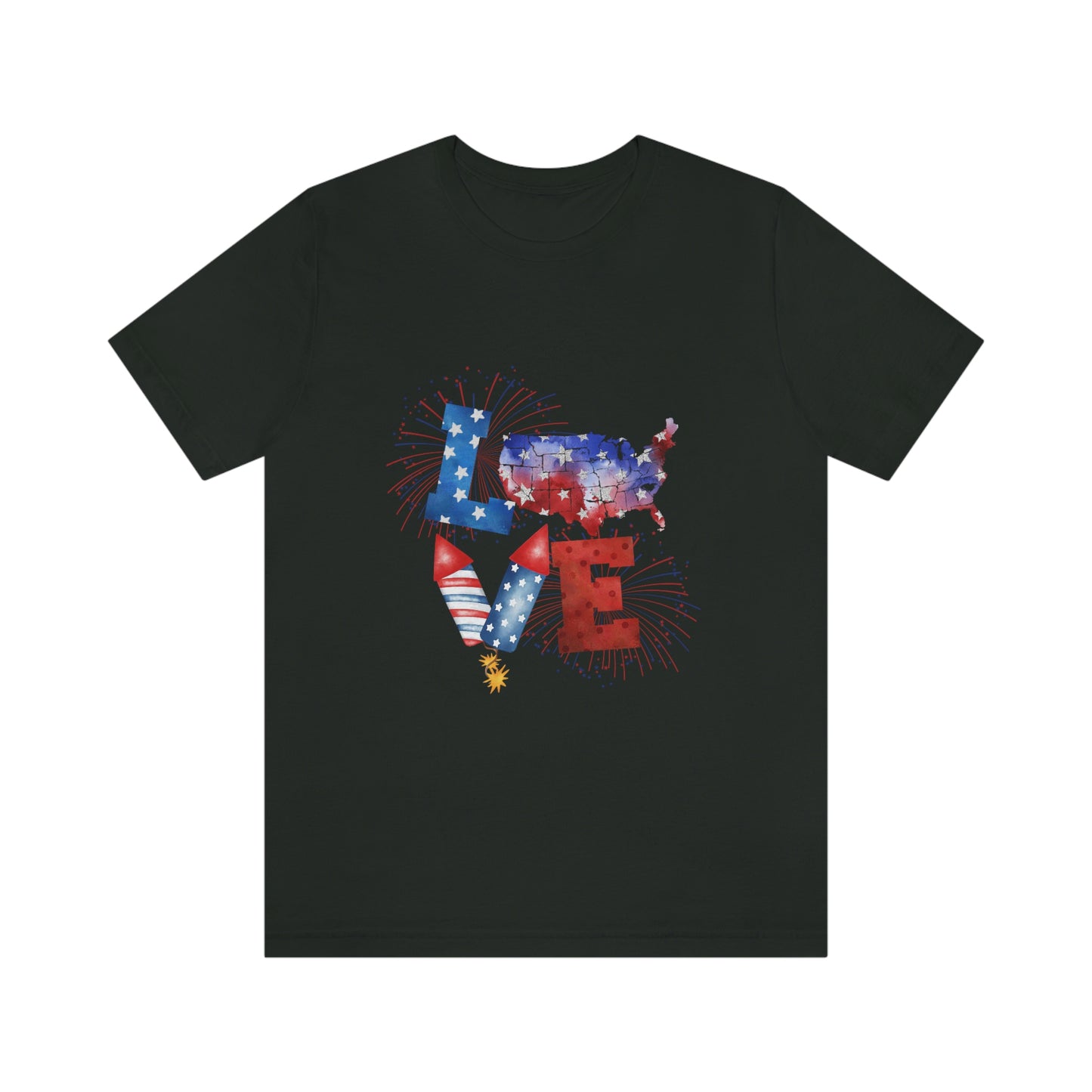 Love America Rockets 4th of July Unisex Jersey Short Sleeve Tee