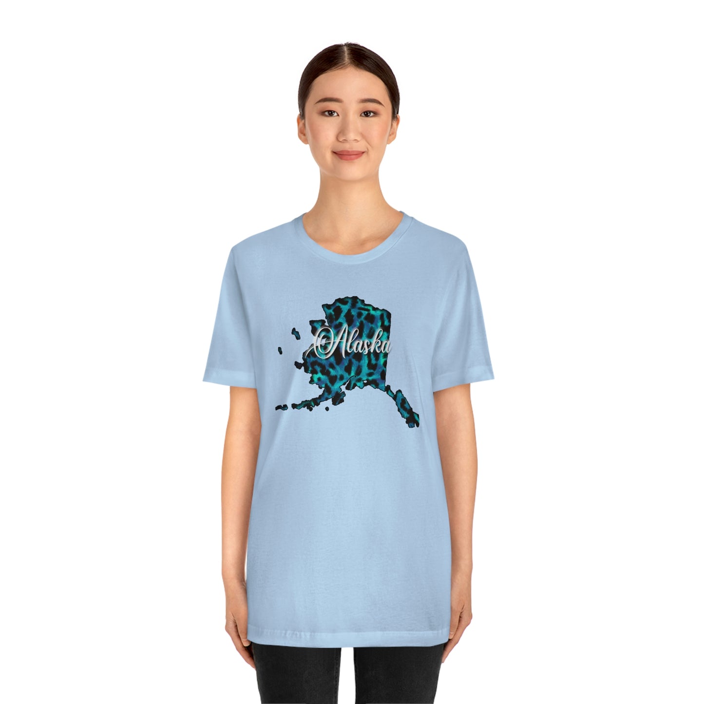Alaska Blue Leopard Unisex Jersey Short Sleeve T-shirt