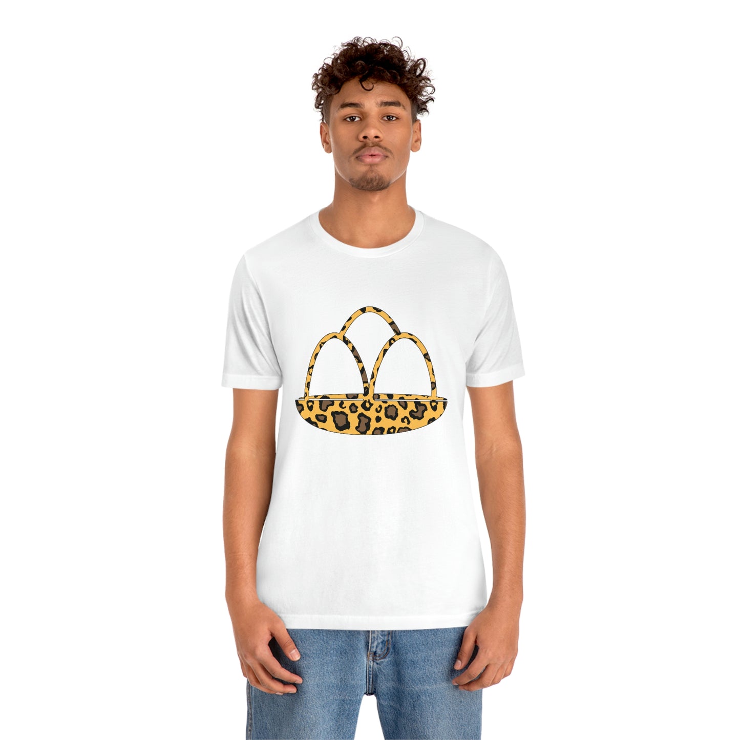 Leopard Print Egg Basket Spring Easter Unisex Jersey Short Sleeve Tee