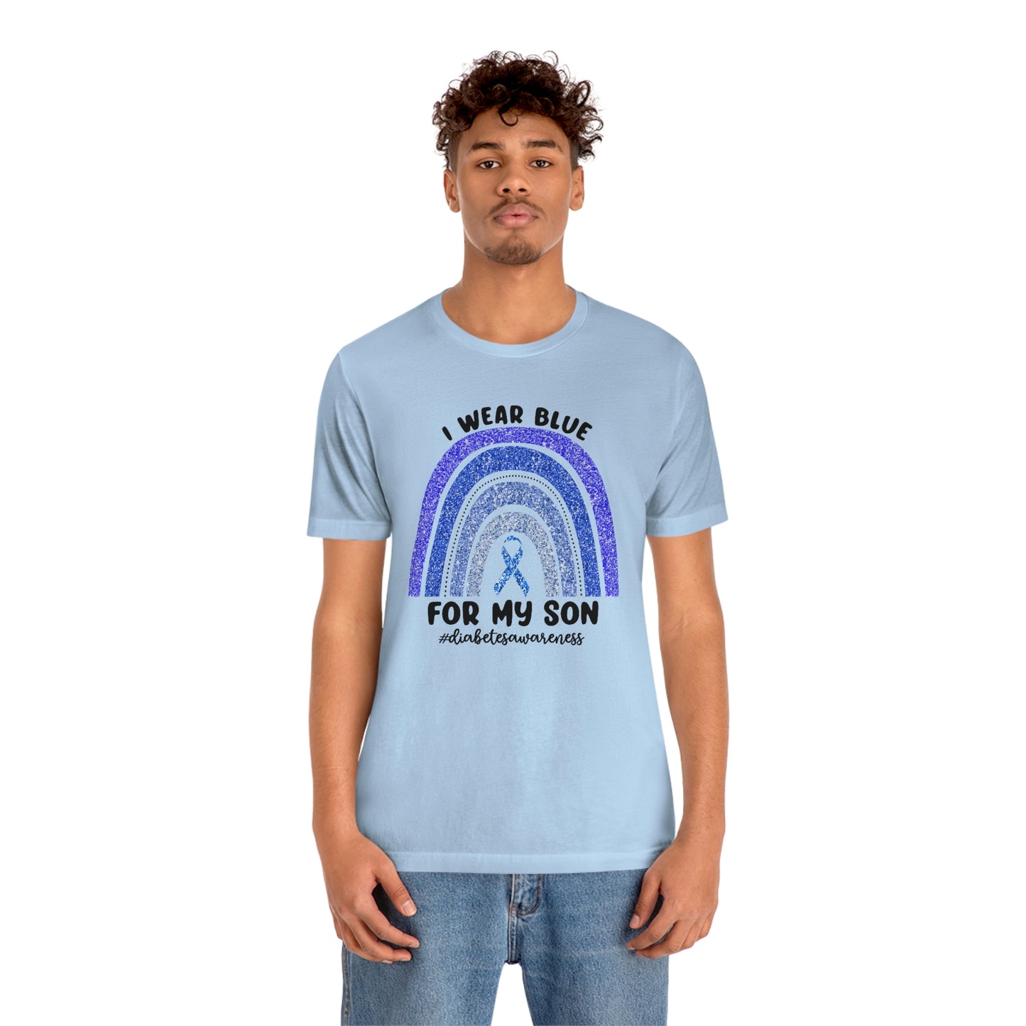 I Wear Blue For My Son Diabetes Awareness Print Unisex Jersey Short Sleeve Tee