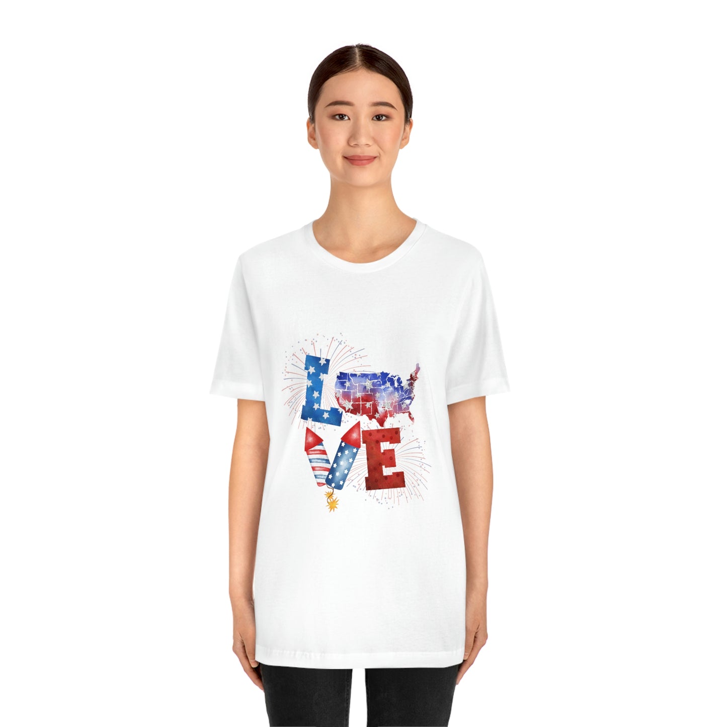 Love America Rockets 4th of July Unisex Jersey Short Sleeve Tee
