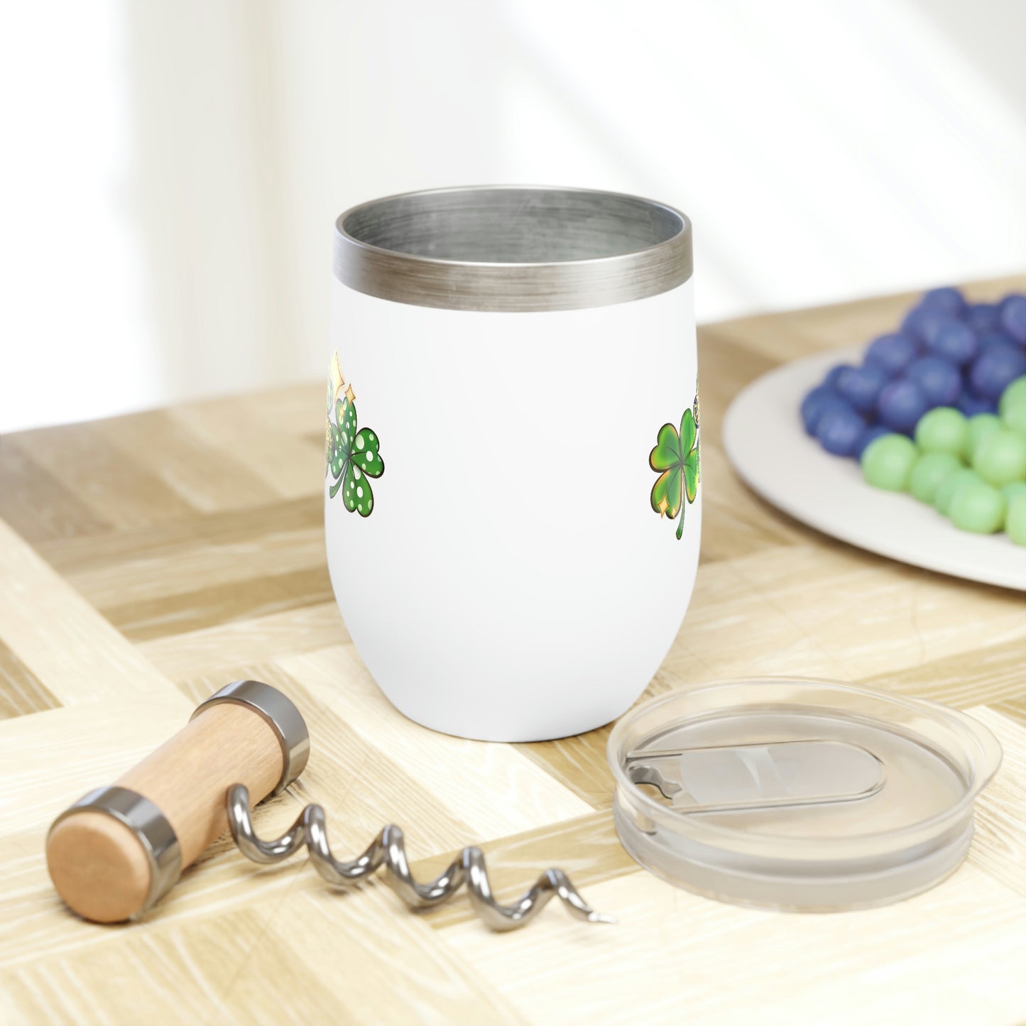 Triple Shamrock St. Patrick's Day Chill Wine Tumbler