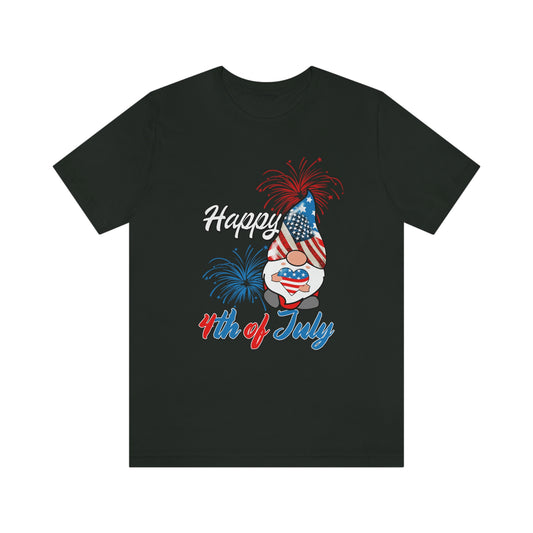 Gnome Happy 4th of July Independence Day Unisex Jersey Short Sleeve Tee