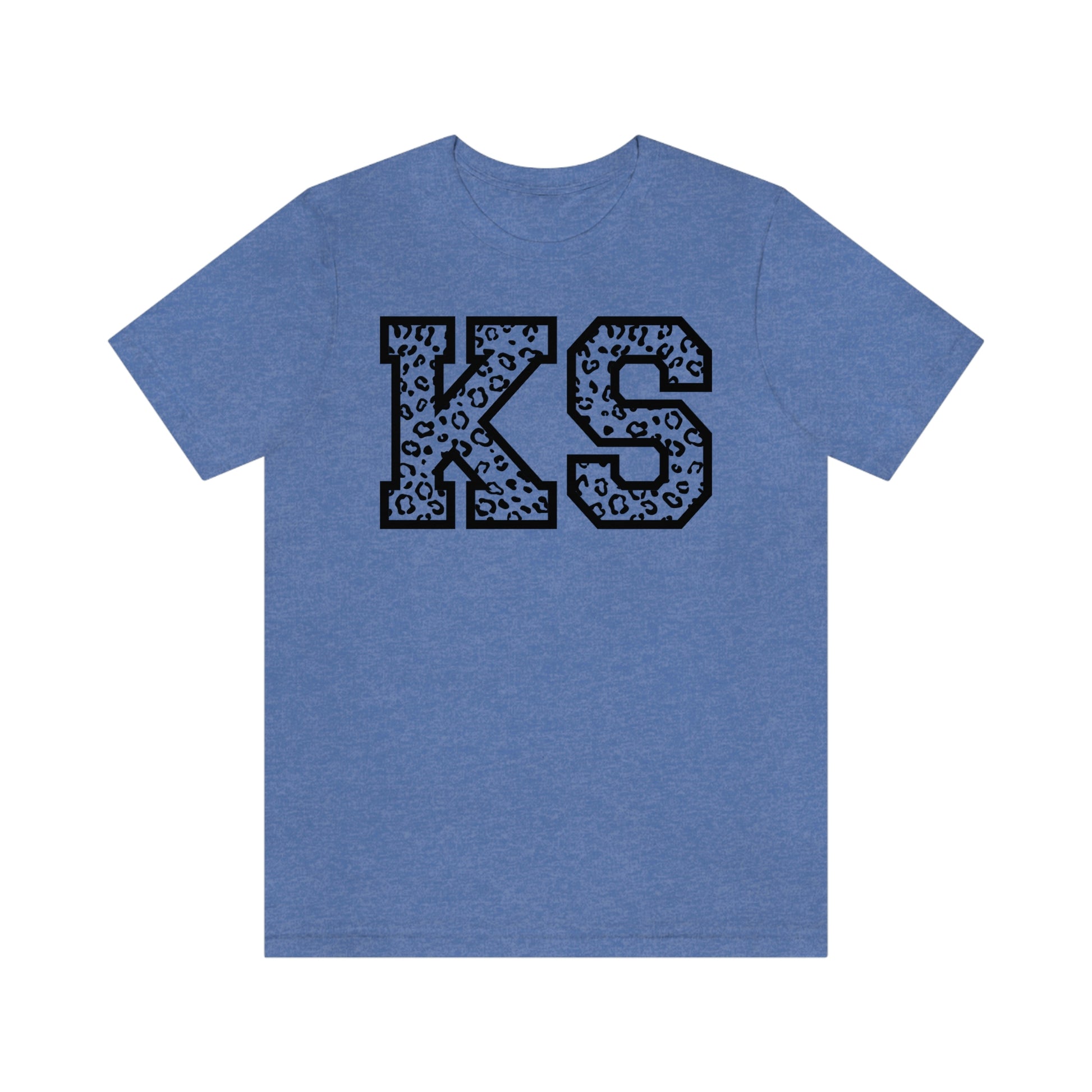 Kansas KS Leopard Print Letters Short Sleeve T-shirt