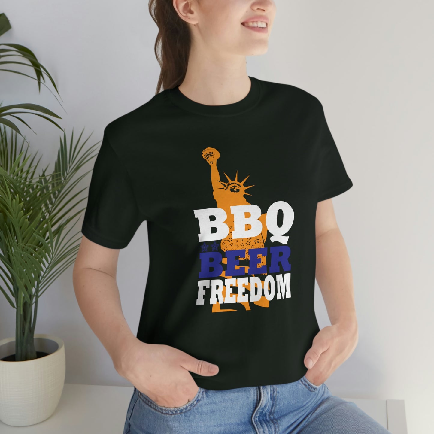 BBQ Beer Freedom Unisex Jersey Short Sleeve Tee