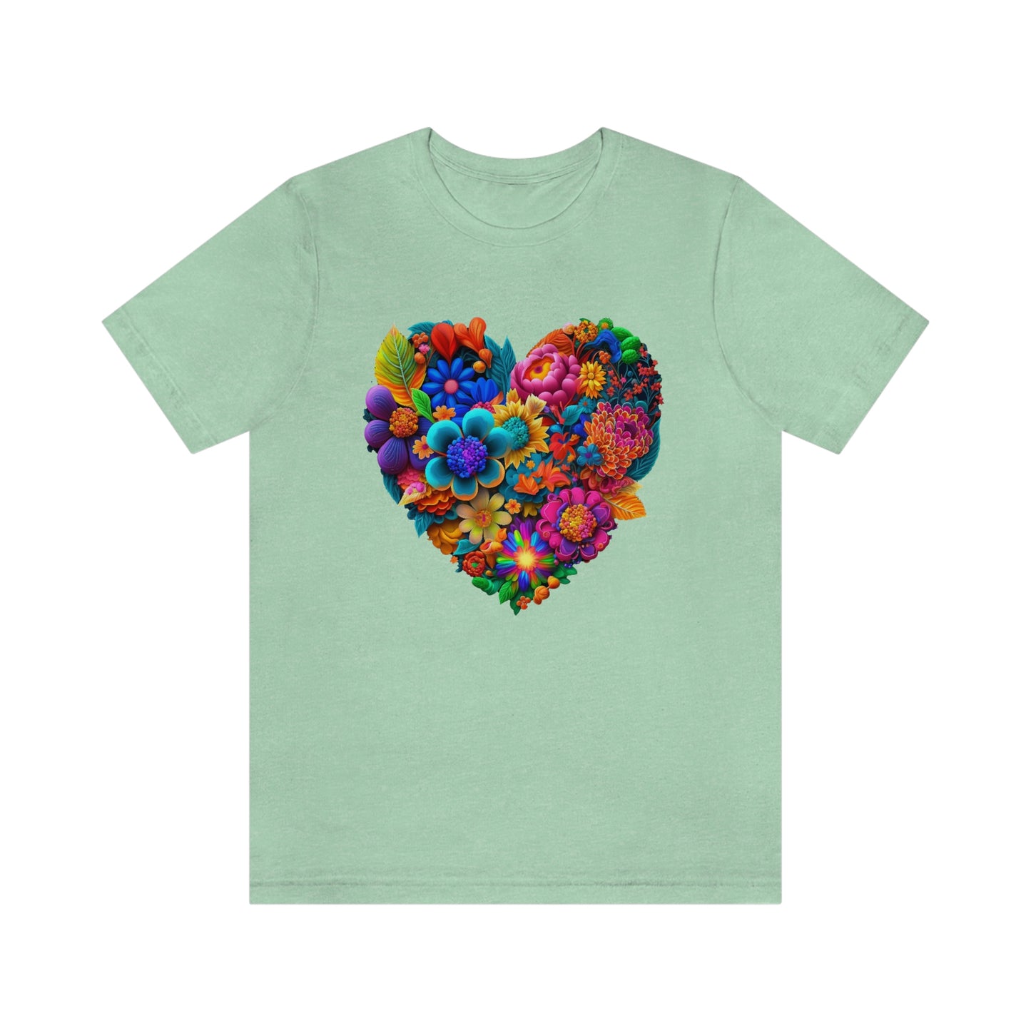Bright Floral Heart Unisex Jersey Short Sleeve Tee