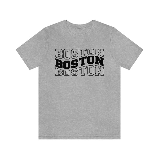 Boston Varsity Letters Triple Wavy Short Sleeve T-shirt