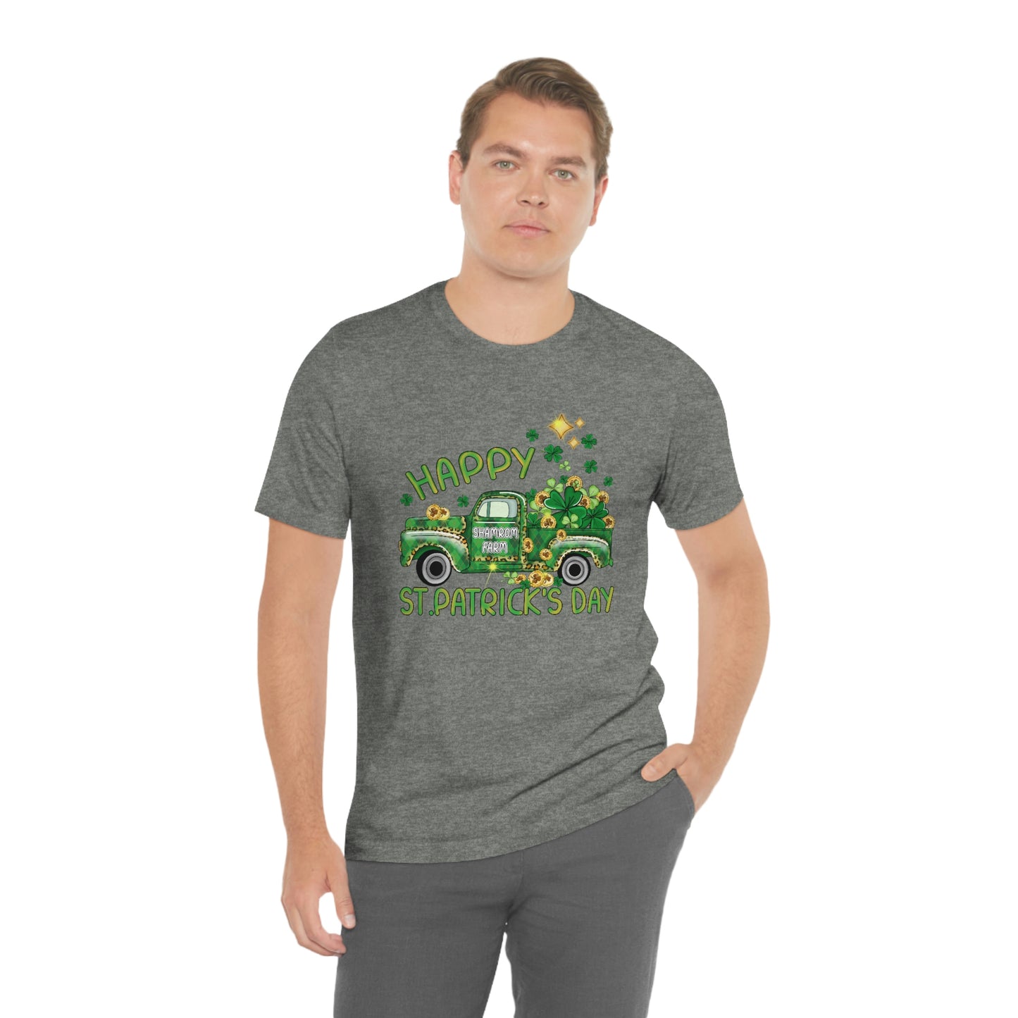 Happy St. Patrick's Day Shamrock Farms Truck Unisex Jersey Short Sleeve Tee