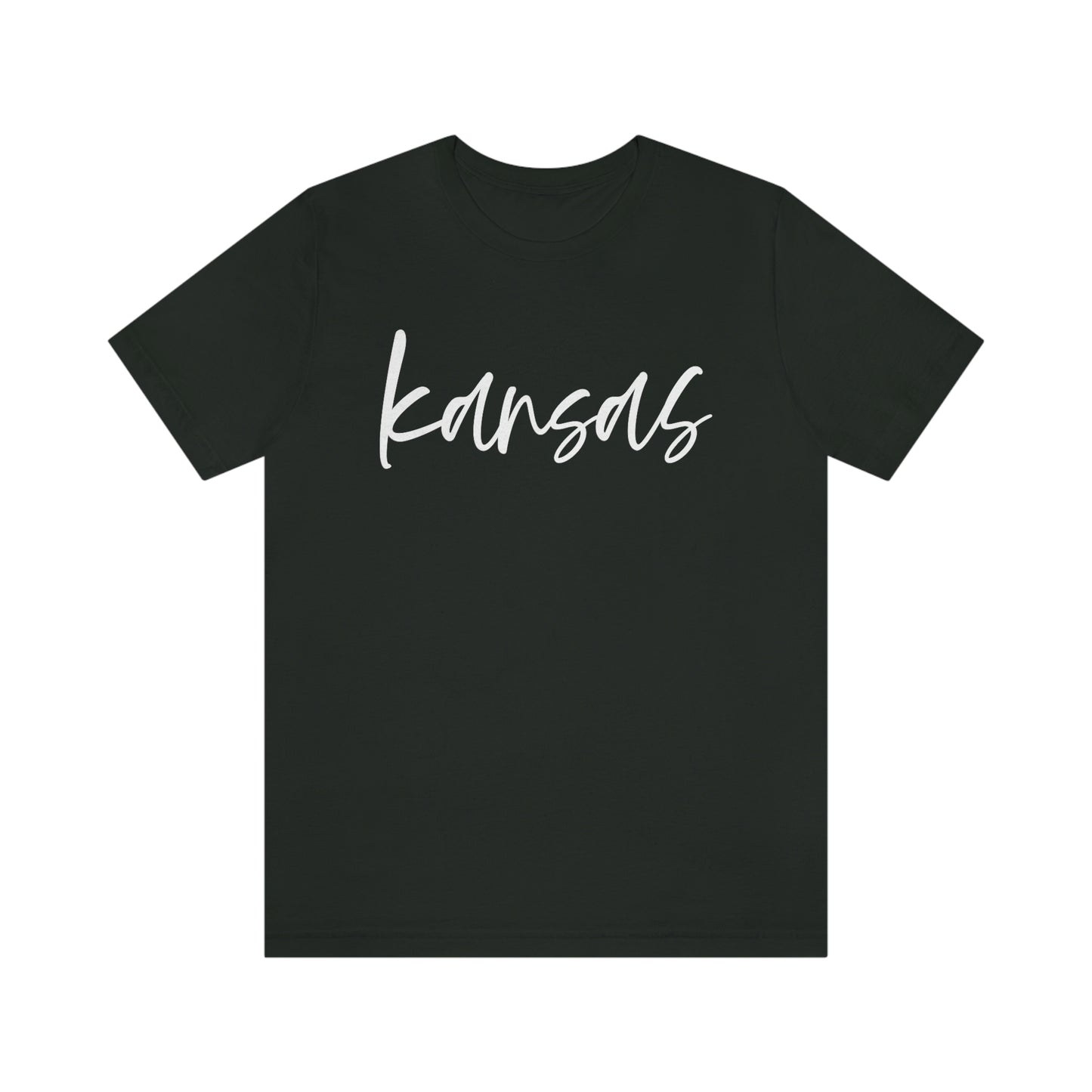 Kansas White Script Short Sleeve T-shirt