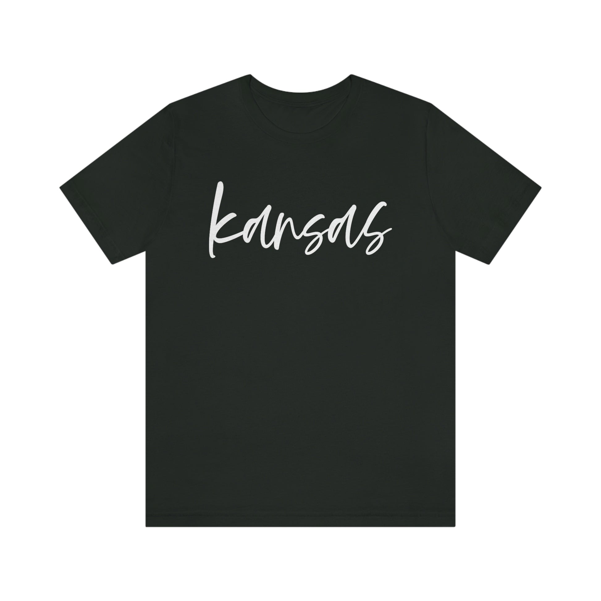 Kansas White Script Short Sleeve T-shirt