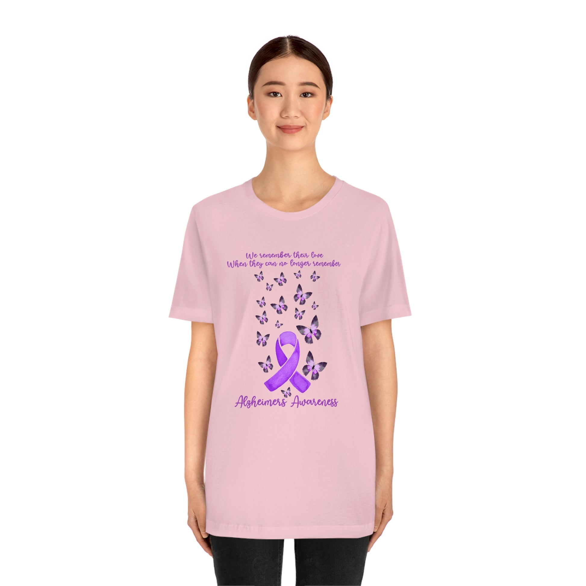 We Remember Their Love When They Can No Longer Remember Alzheimer's Awareness Print Unisex Jersey Short Sleeve Tee