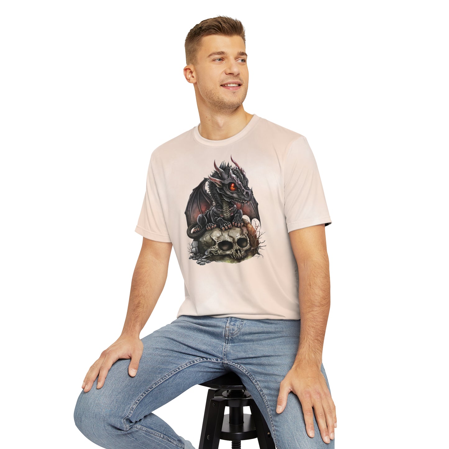 Dragon & Skull on Watercolor Background T-shirt